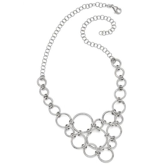 Textured Multi Circle Collar Necklace in Sterling Silver, 18.5 Inch - Picture 2 of 5